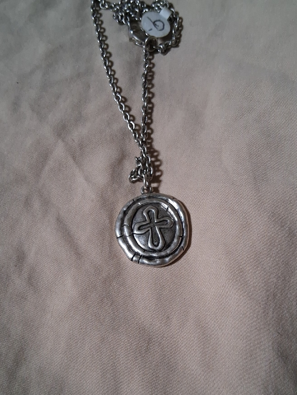 Silver Cross Medallion Pendant Necklace - Women’s Silver Tone Jewelry